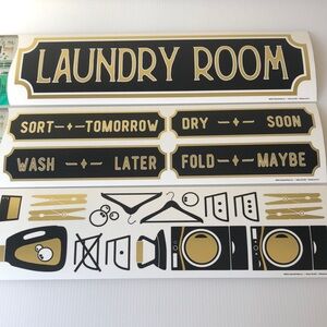 Laundry Room Wall Decal Set - Black and Gold Home Laundry 101 Décor